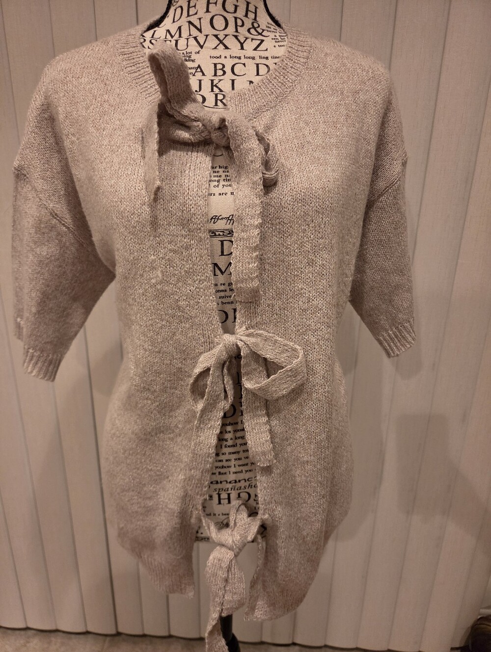 Tie-Front Lightweight Knit Sweater - Cream